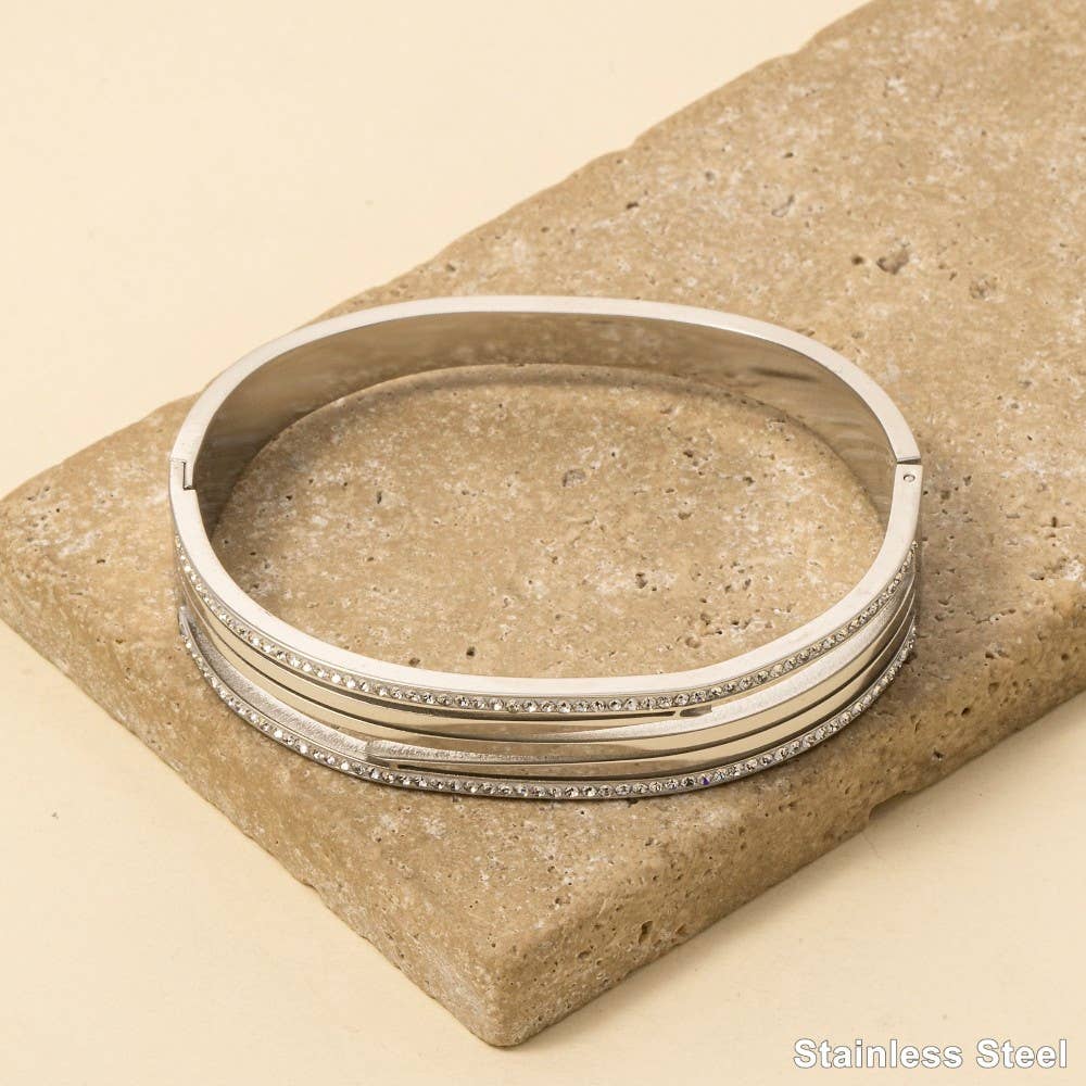 Anarchy Street - Wholesale Bangle Bracelet - Stainless Steel Pave Trim Bangle Bracelet4