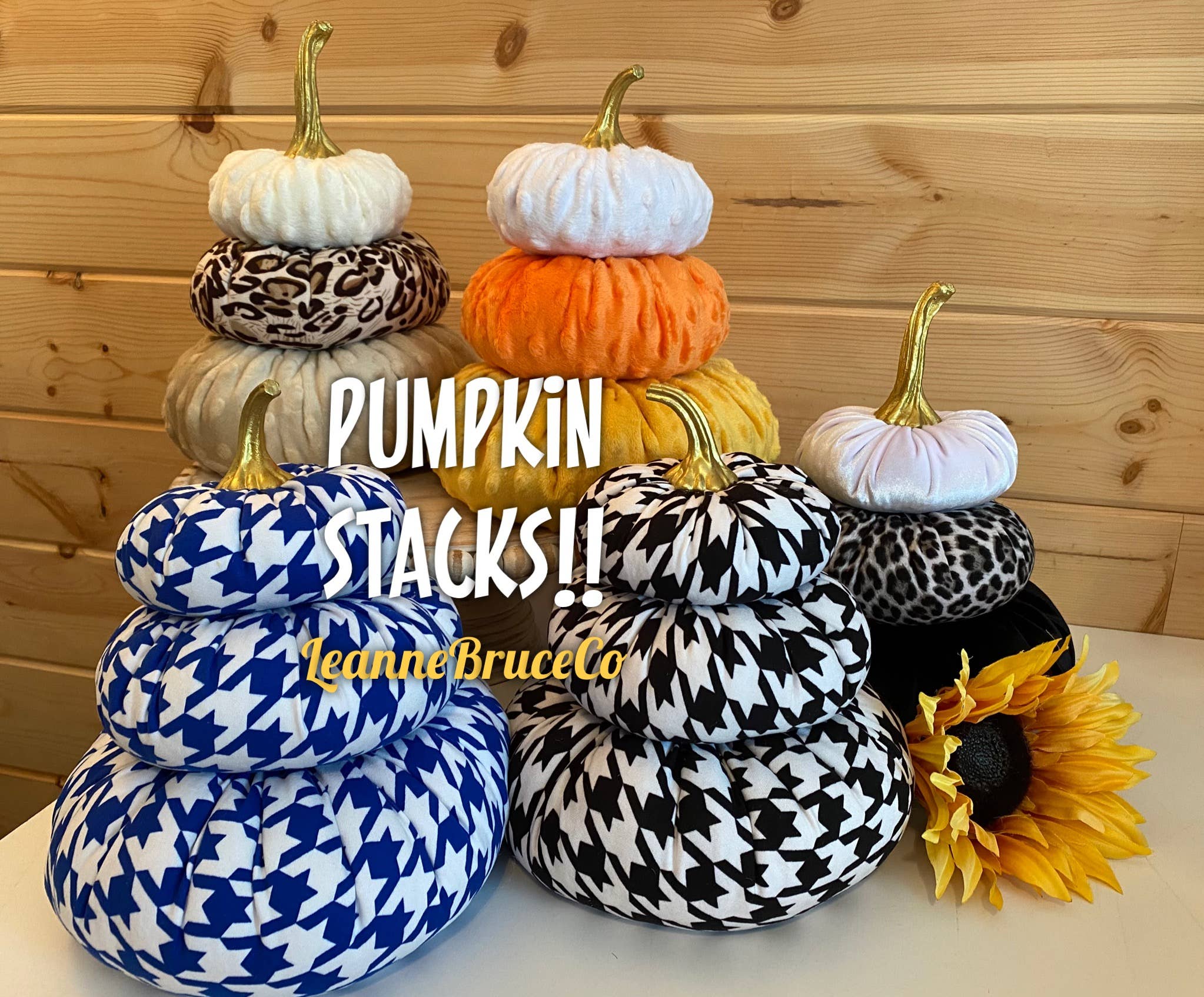 Leanne Bruce Co. - Wholesale Decorative Tabletop Object - Fabric Pumpkin Tiered Stacks Colorful Statement Centerpiece9