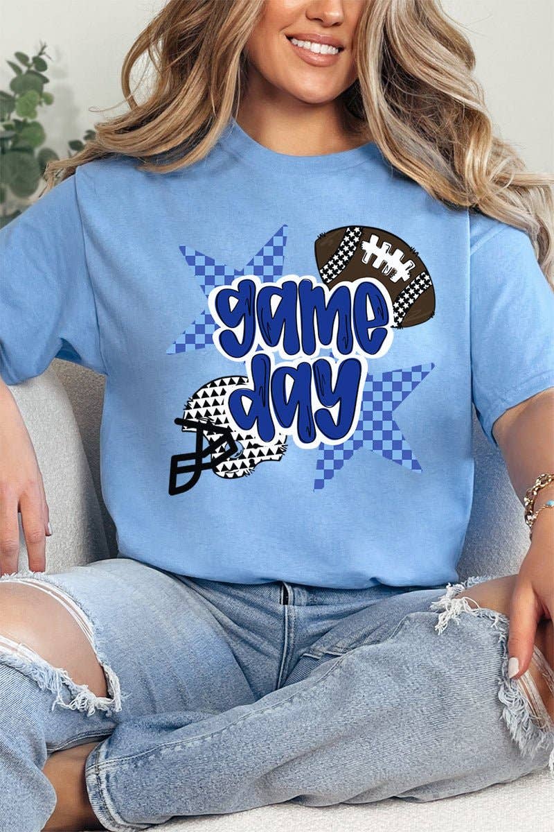 Wholesale Accessory Market - Wholesale Screen Printed T-Shirt - Women's - Blue Football Fever Short Sleeve Relaxed Fit T-Shirt12