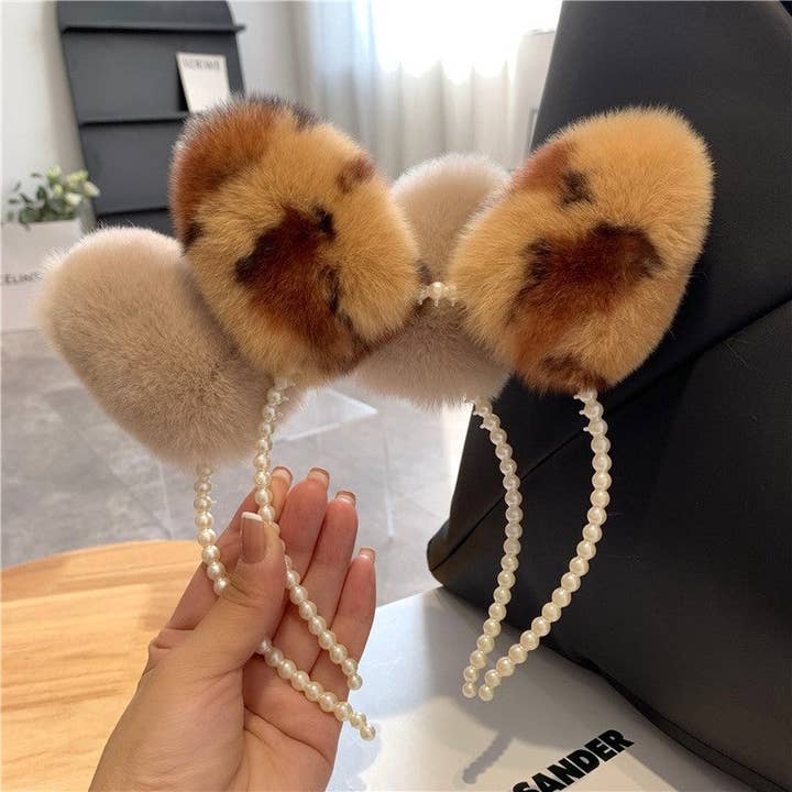 FurDecoration - Wholesale Fashion headband – women's - Beaver Fur Rabbit Ear Headband2