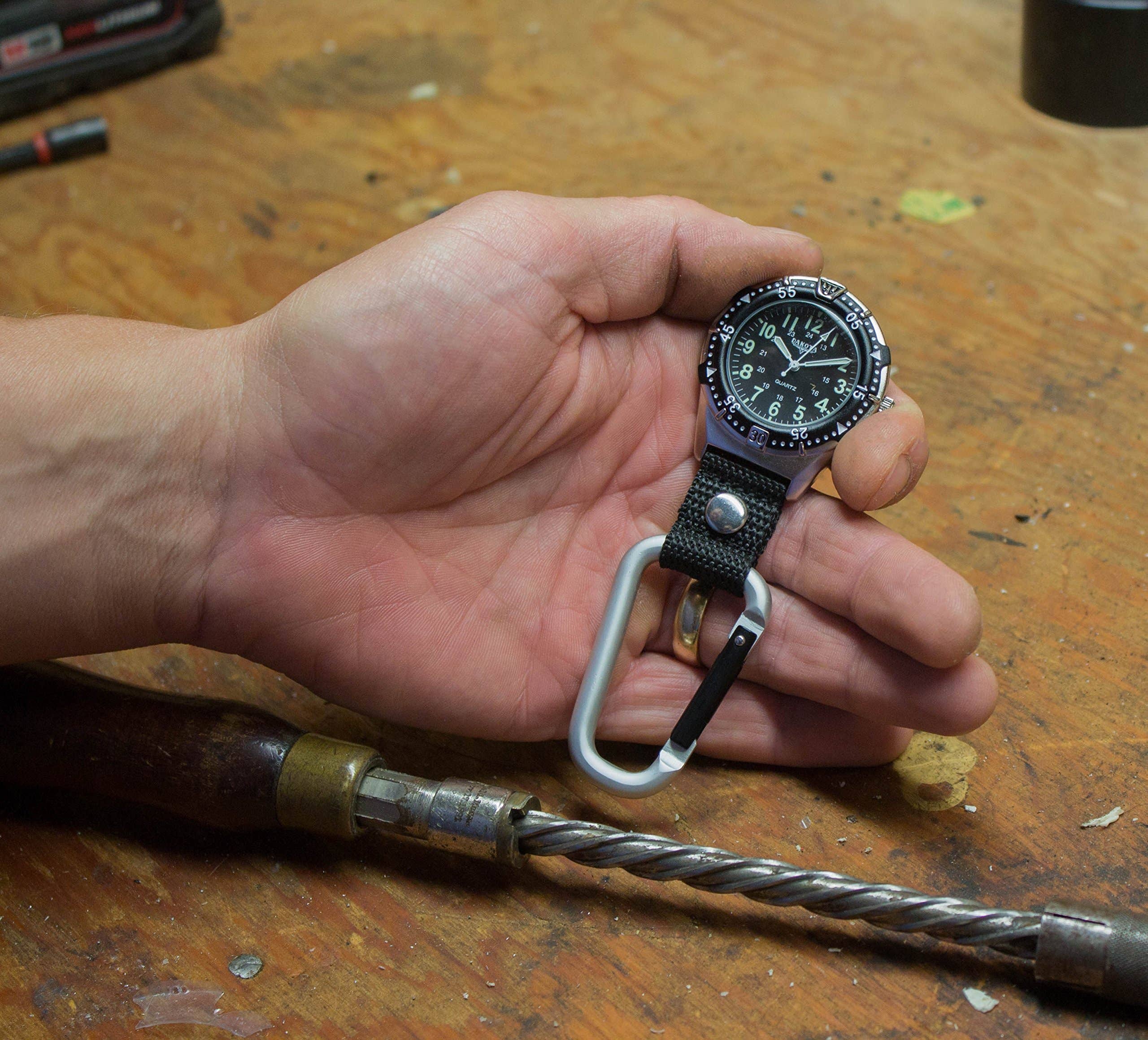 Dakota (Dakota Watch Company) - Wholesale Pocket Watch - Men's - Dakota Aluminum Backpacker Clip – Men’s Pocketwatch, Black3