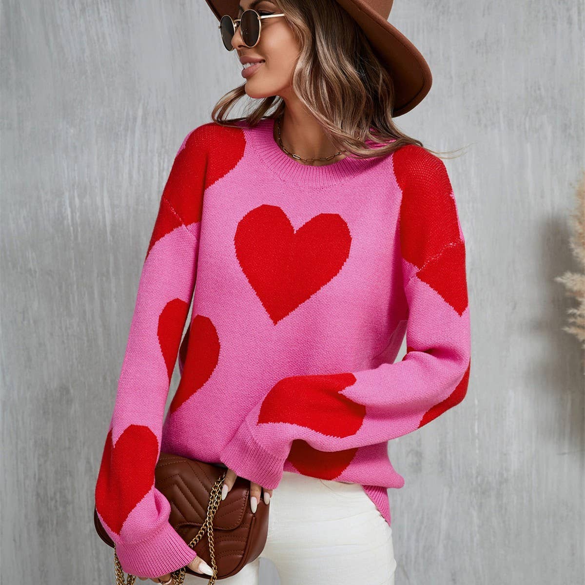 Lily Clothing - Wholesale Knit Sweater - Women's - Valentine's Day jacquard pullover sweater1