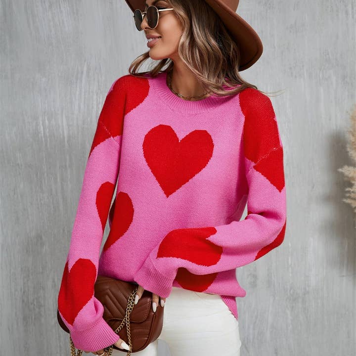 Lily Clothing - Wholesale Knit Sweater - Women's - Valentine's Day jacquard pullover sweater1