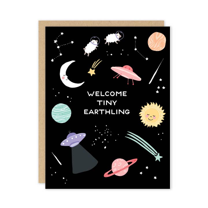 Tiny Earthling Baby Card for wholesale by Party of One