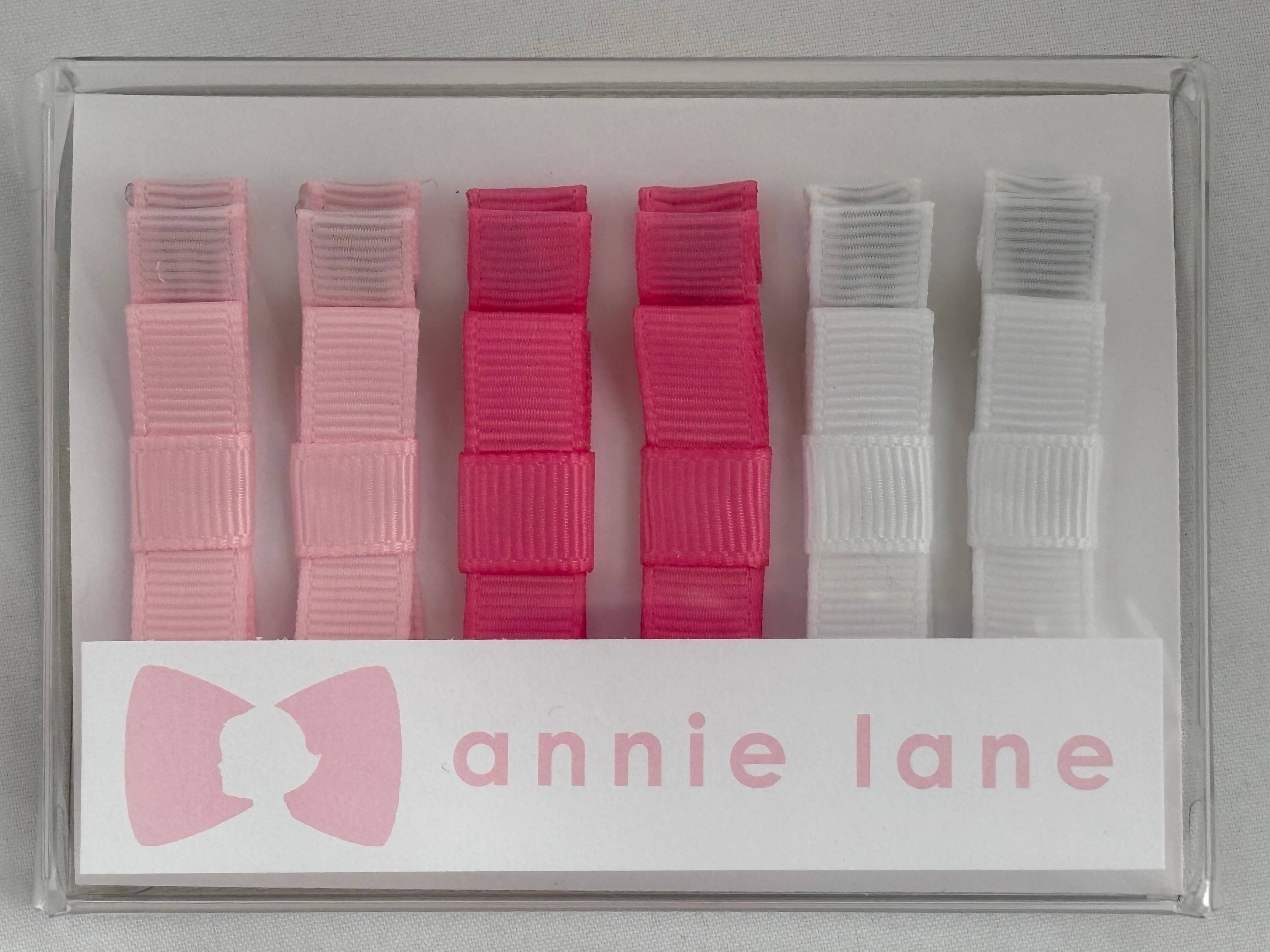 Annie Lane - Vente Nœud pour cheveux – enfant - Boîte de 6 nœuds pour cheveux - paires rose/blanc0