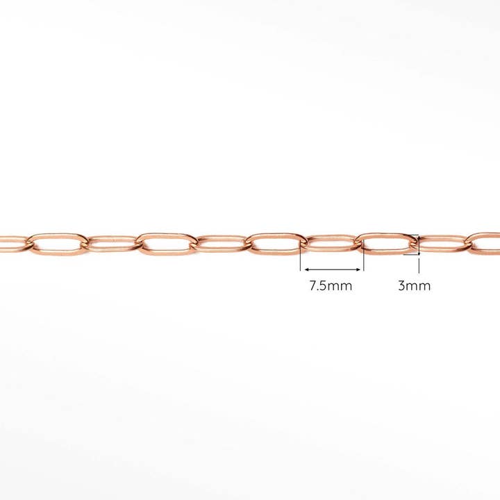 Wholesale Paperclip 7x3mm Rose Gold Filled Chain for Permanent Jewelry Sold by the inch for wholesale by Nina Wynn Pro Shop