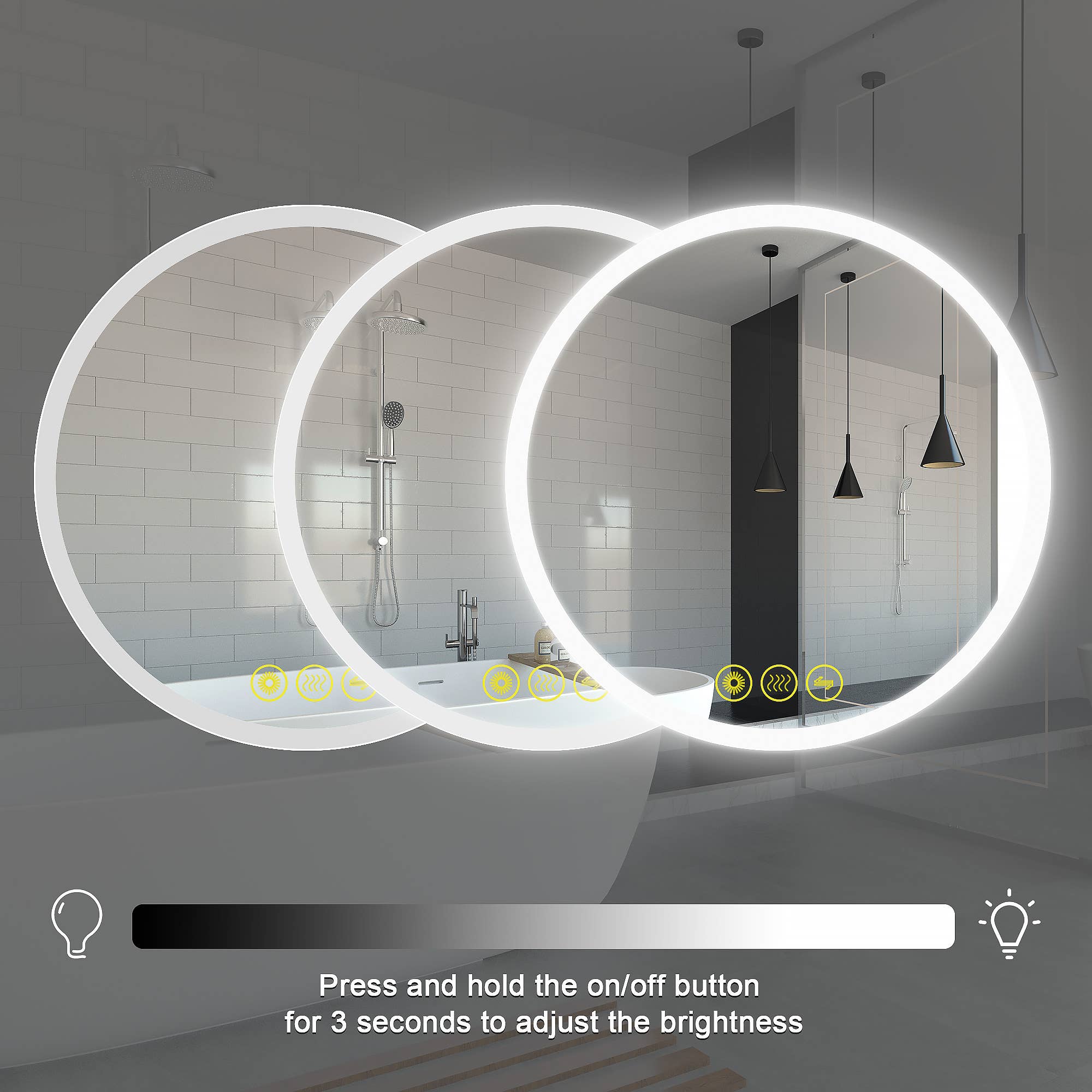 Brio Lighting - Wholesale Bathroom Mirror - Bathroom Mirror LED 28" Round Dimmable Anti-Fog Frameless3
