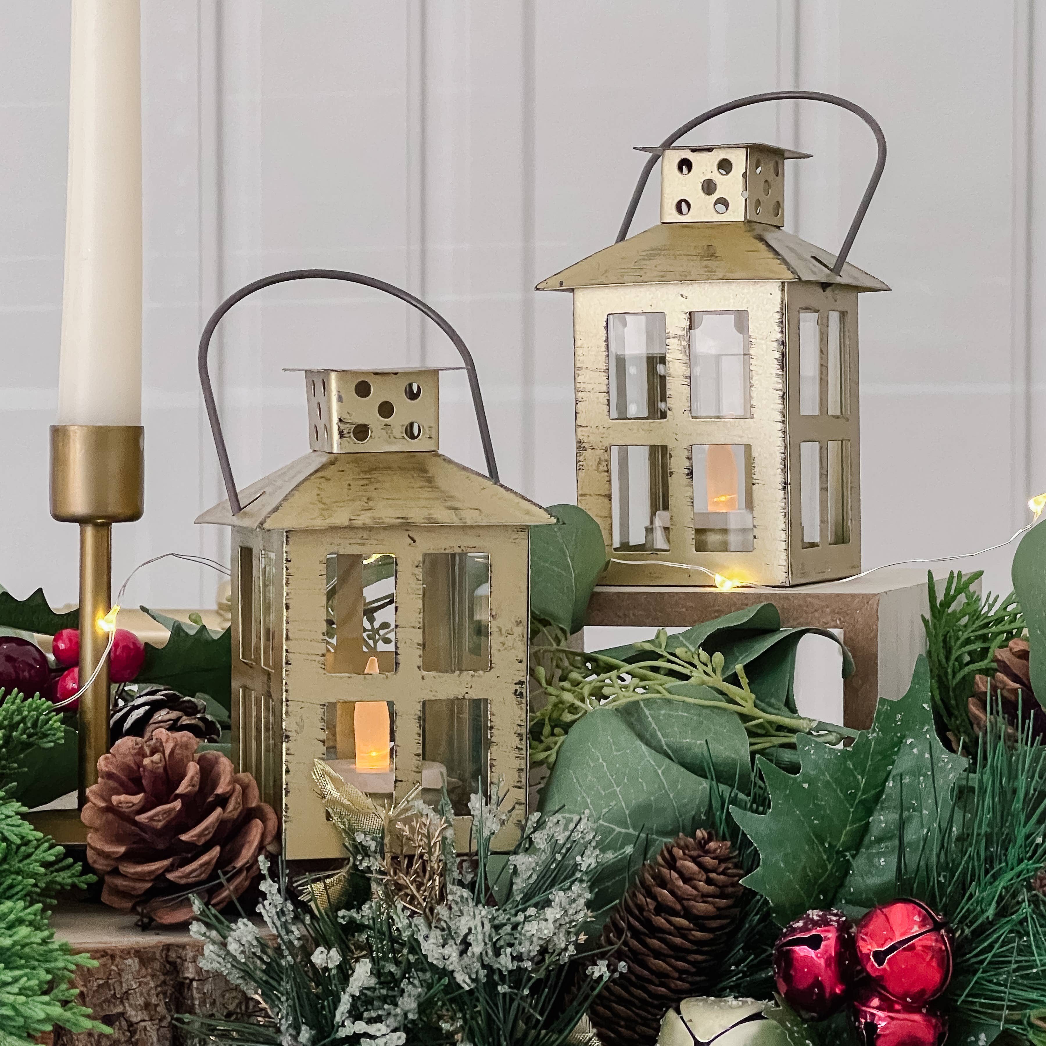 Kate Aspen - Wholesale Lantern - Vintage Antique Gold Distressed Lantern - Small