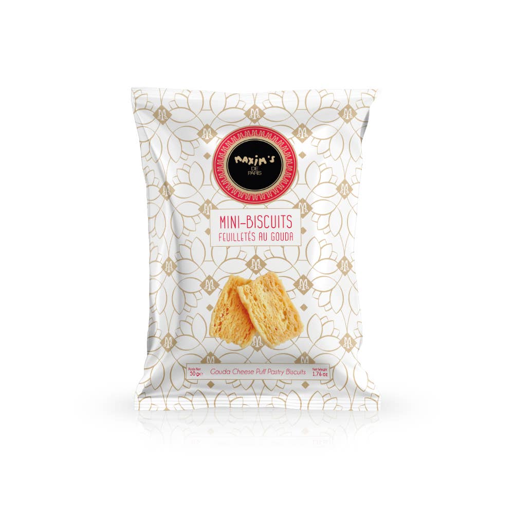 Maxim's - Wholesale Crackers - Bag of puff pastry gouda appetizer biscuits
