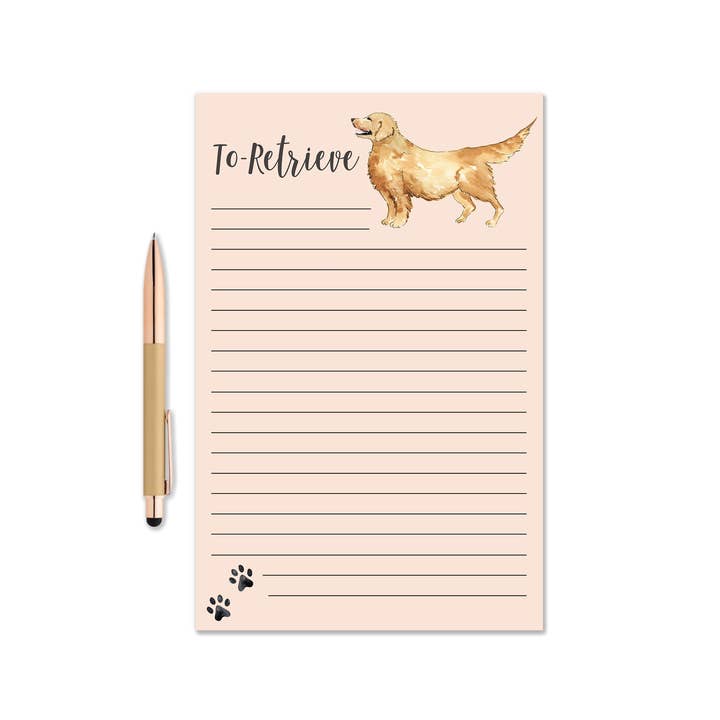 Golden Retriever Dog Notepad - Watercolor Notepad for wholesale by KelseyMDesigns