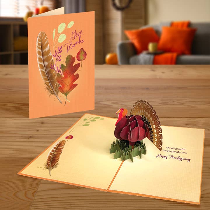Turkey 3D Card Pop-Up Thanksgiving Design for wholesale by Designer Pop!