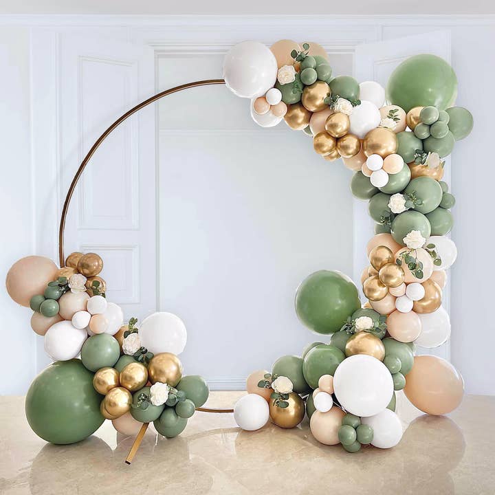 Ellie's Party Supply - Wholesale Balloon - Boho Jungle Balloon Garland Kit –Green & Gold | Retail-Ready