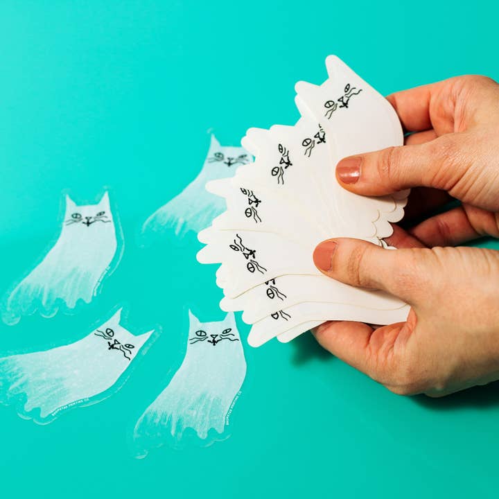 Bromstad Printing Co. – Engroshandel Klistermærke – Ghost Cat Clear klistermærke2