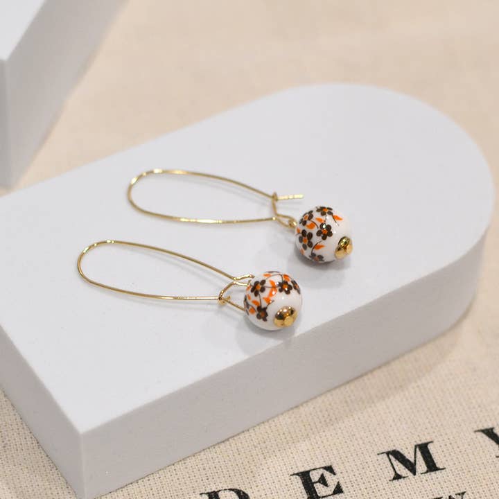 StarryNYC – Brincos de argola por atacado – Brincos de fio tipo gancho com contas esféricas de vidro Murano