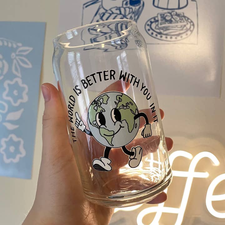 The World Is Better With You In It Tasse à café en verre de 16 oz pour la vente par StellaJude