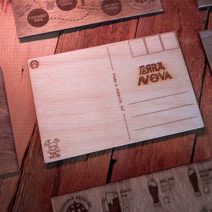 Customizable Wooden Postcards - with Logo or Brandmark for wholesale by Rad Werx Design