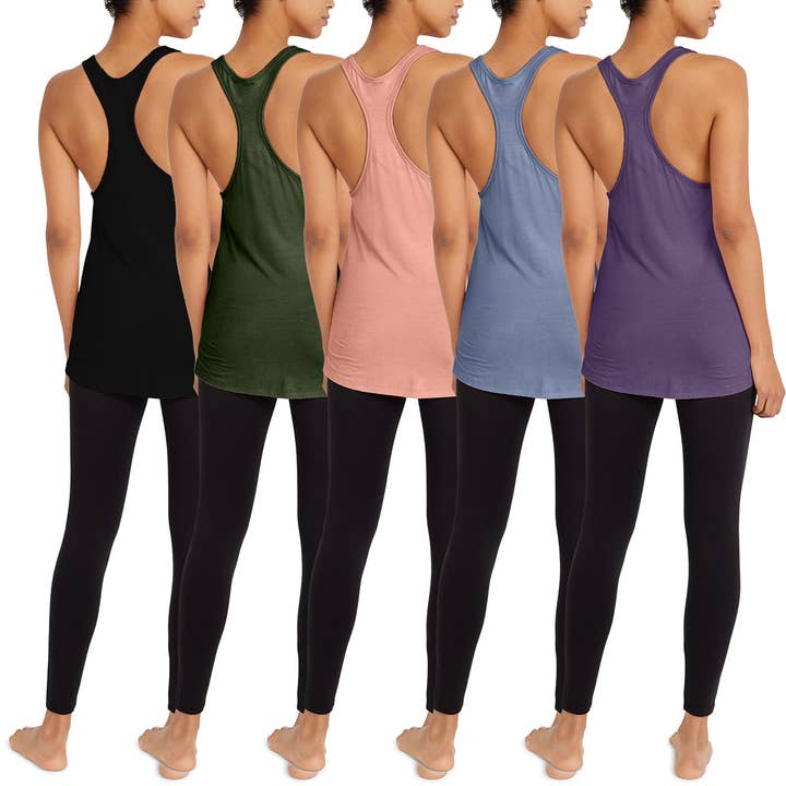 I-Wear Brands – Großhandel Tanktop – Damen – 5er-Pack Racerback-Tanktops aus Rayon-Stretch für Damen