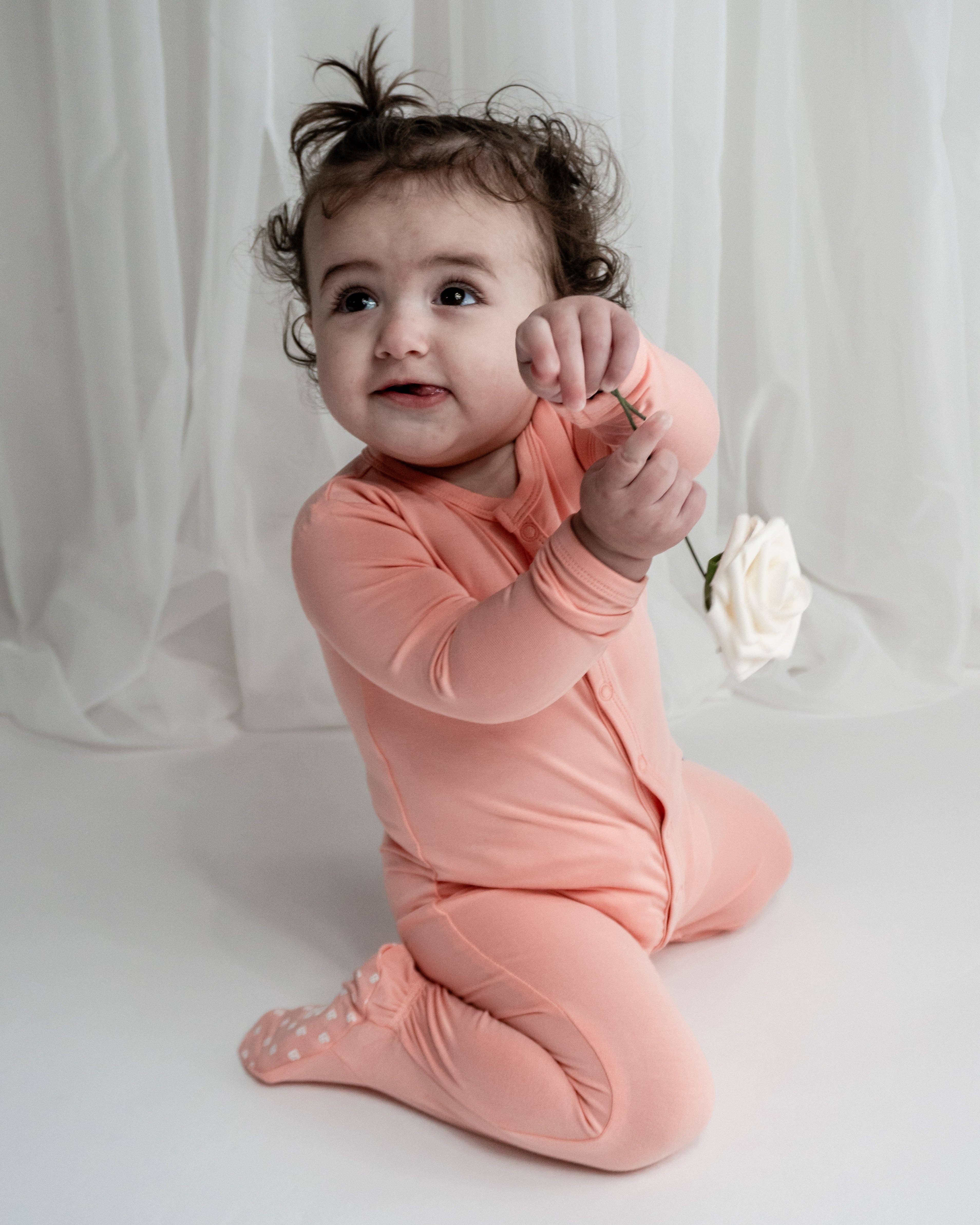 Bubble Baby - Wholesale Jumpsuit - Baby - Peach | Snap Footie2