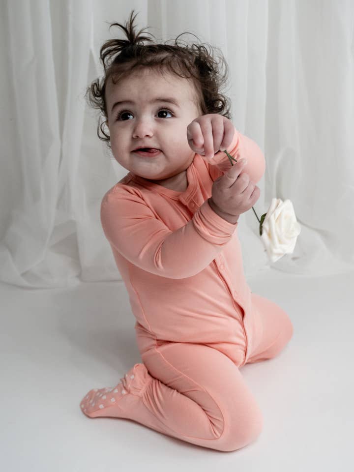 Bubble Baby - Wholesale Jumpsuit - Baby - Peach | Snap Footie2