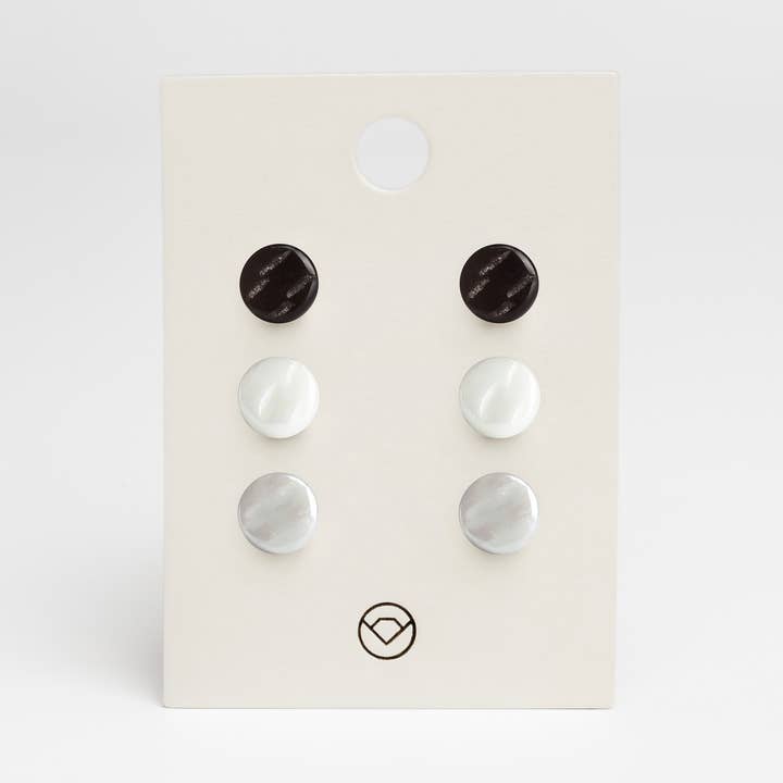 Set di 3 orecchini/onice nera • bianco neve • grigio grafite per la vendita all'ingrosso da parte di ALEXASCHA