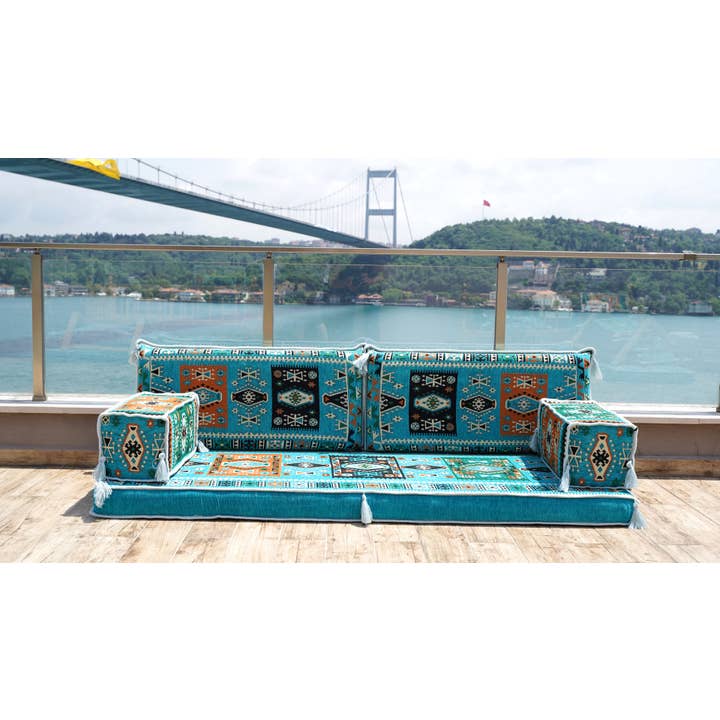 Arabic Sofa - Vendita all'ingrosso Divani - Cuscini da pavimento blu reale, set Majlis arabo, divani da pavimento4