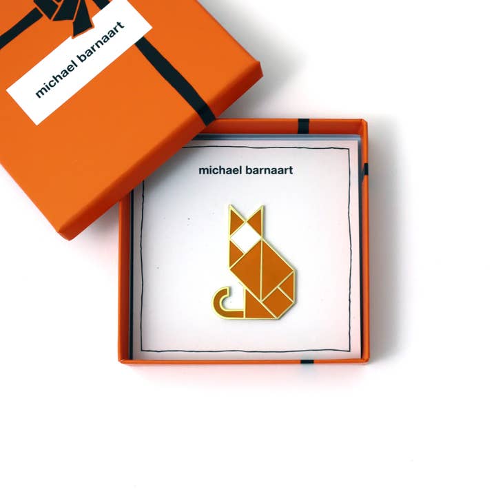 Ginger cat brooch (numbered) for wholesale by Michael Barnaart