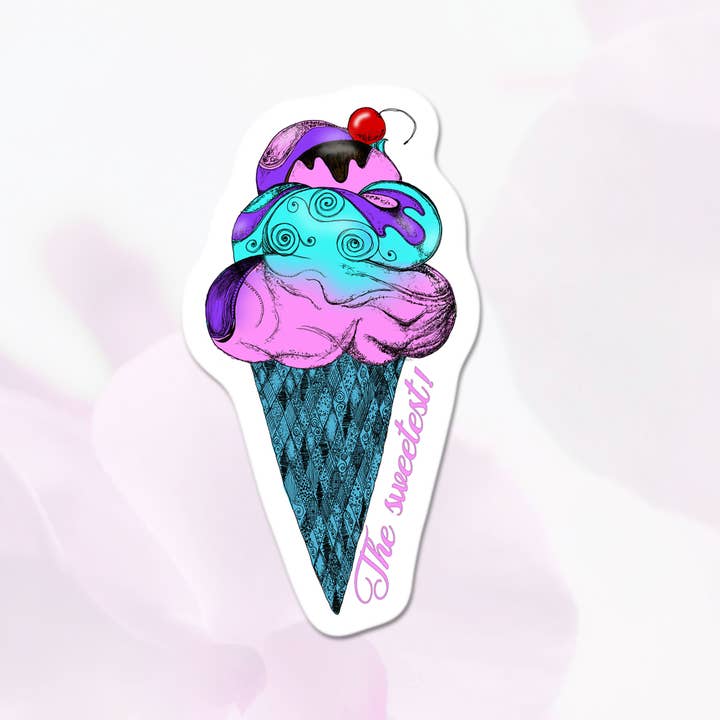 Iskegle - sødeste 3" Vinyl Sticker for engroshandel hos Katekreates