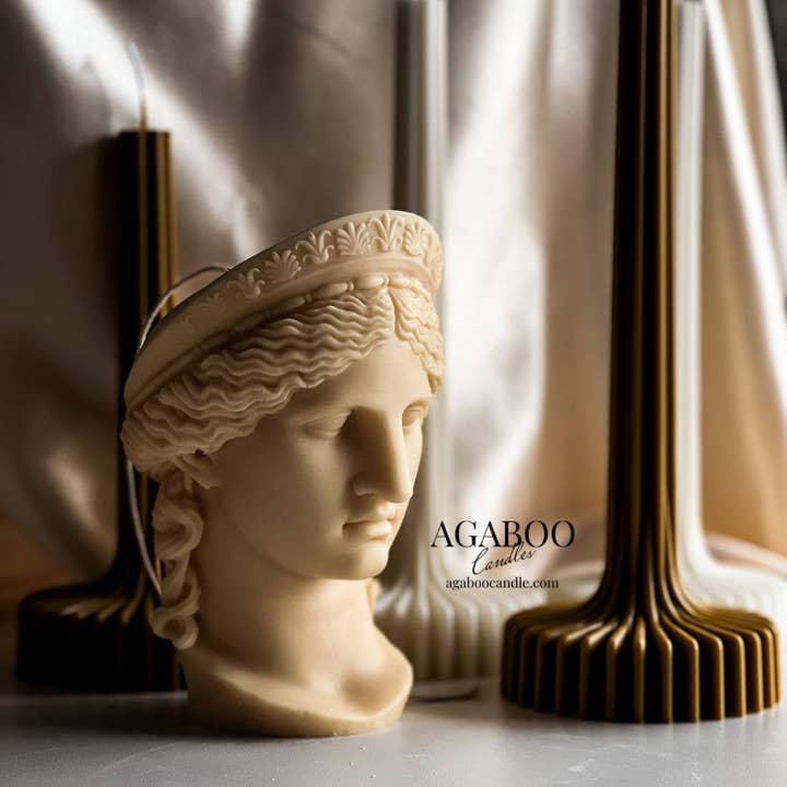 Agaboo Candle - Wholesale Novelty Candle - Hera Greek Goddess Bust Statue Candle 7.5x4in - Sculptural11