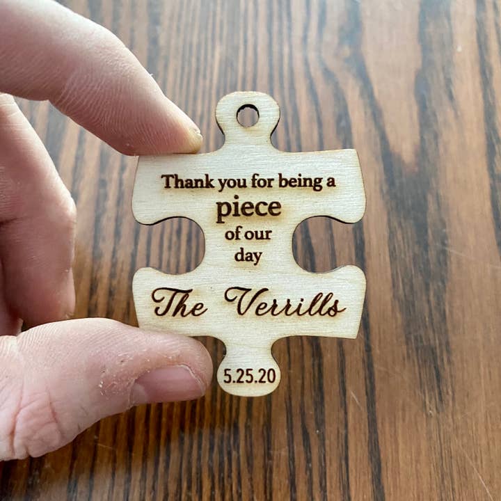 Munsell Made - Wholesale Party Favor - Custom Wood Puzzle Piece Magnet Wedding Favors2