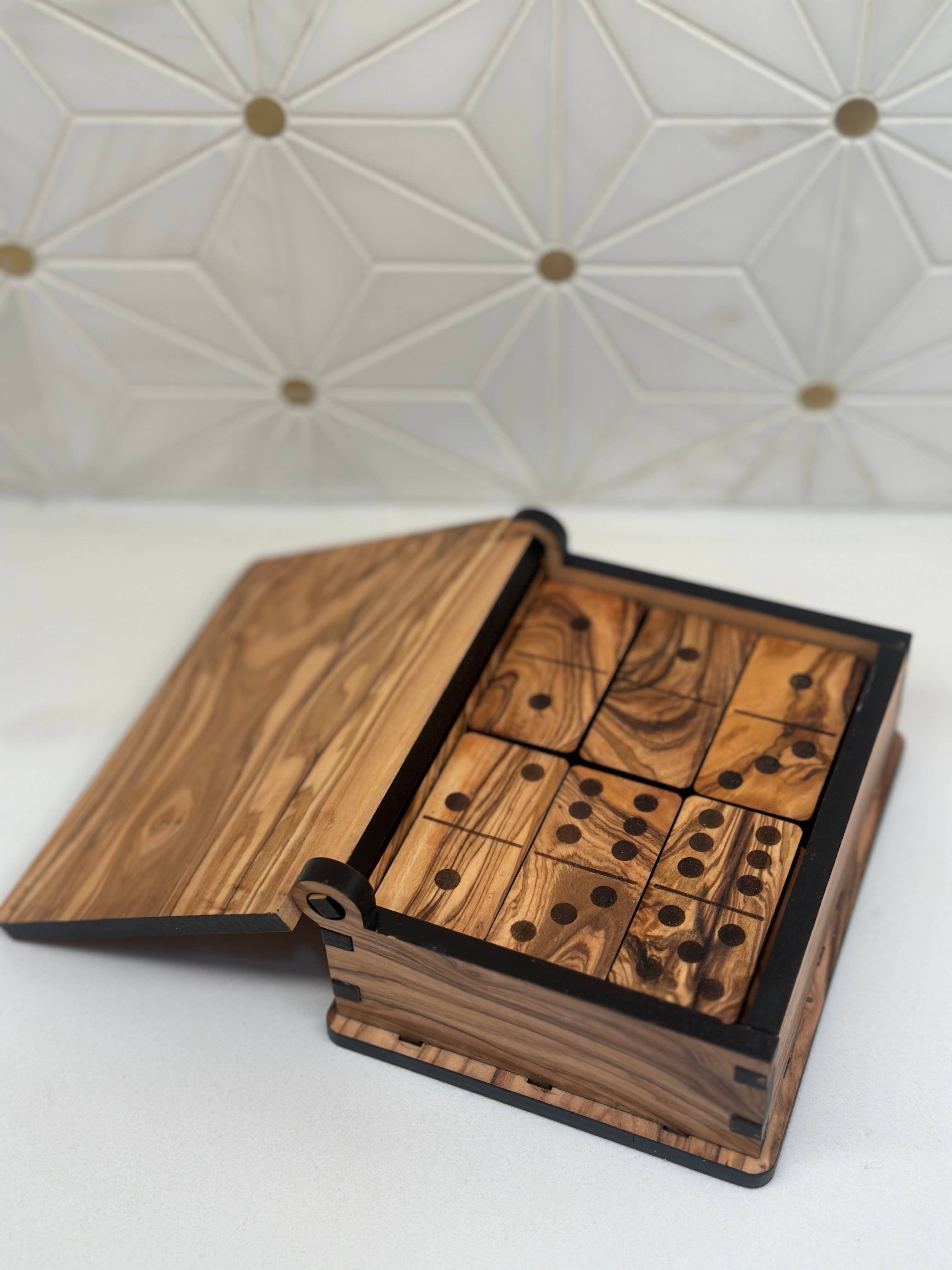 Natural OliveWood - Wholesale Board Game - Olive Wood Dominos Game2