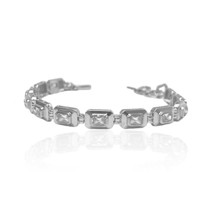 PULSERA DE TENIS DE BERILO PLATEADO SATINADO para venta al por mayor de TAT2 DESIGNS