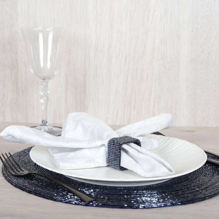 AULICA - Wholesale Dinner & Cloth Napkin - Set of 4 Blue Pearl Rectangular Napkin Rings1