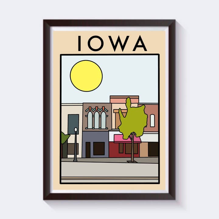 Stampa da viaggio minimalista Iowa - Disponibile in 6 misure per la vendita all'ingrosso da parte di 2 Sisters