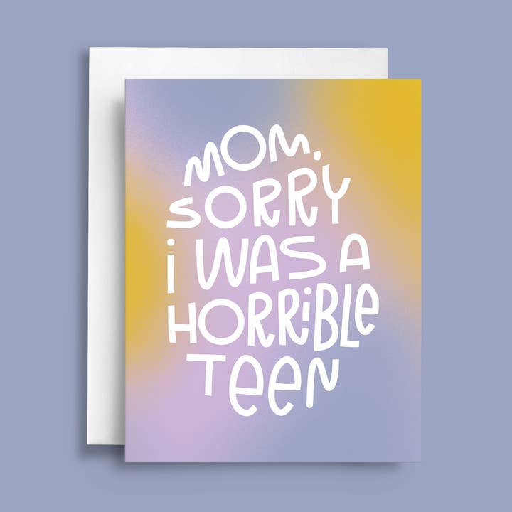 Sorry Terrible Teen Funny Honest | Tarjeta para el Día de la Madre para venta al por mayor de Natasia Makes