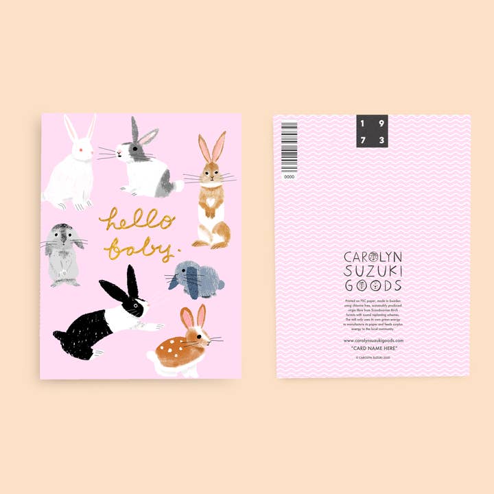 Carolyn Suzuki - Vente Cartes bébé - USAGI THREE - Carte pour bébé1