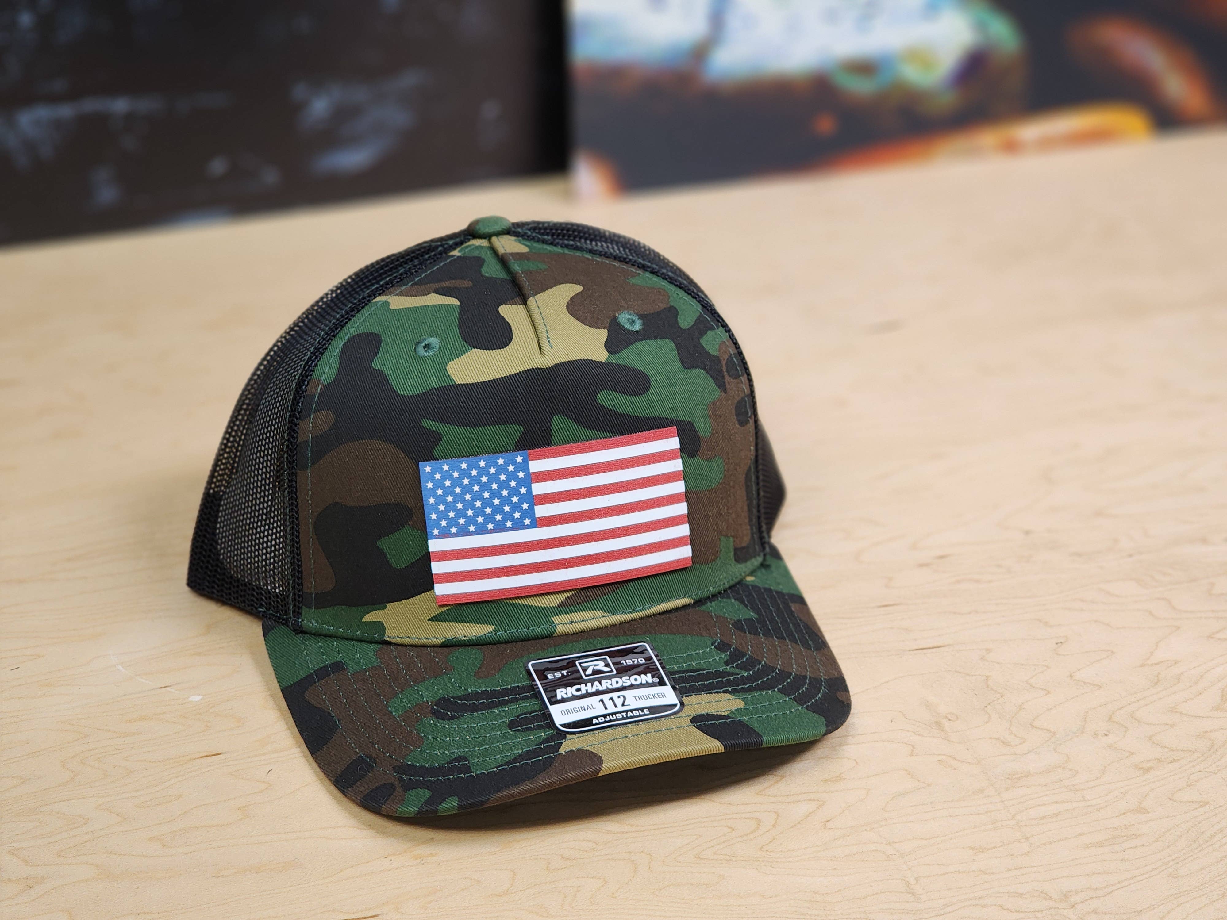 Knot Creatives - Wholesale Trucker Hat - Unisex - Camouflage Trucker Cap with American Flag Patch4