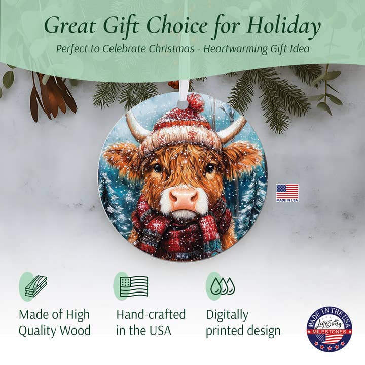 LifeSong Milestones - Wholesale Ornament - Highland Cow Christmas 2025 Ornament | Holiday Home Decor1