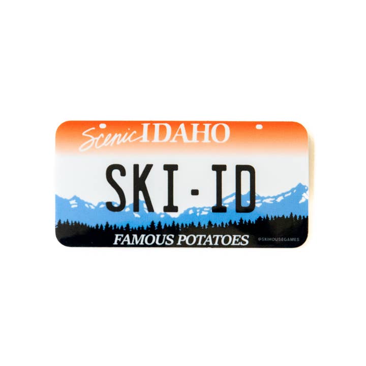 Ski ID - Idaho License Plate Sticker for wholesale by Ski House Games
