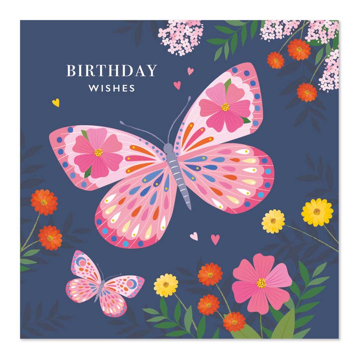 Birthday Wishes Card | Floral Butterfly Card for wholesale by Klara Hawkins