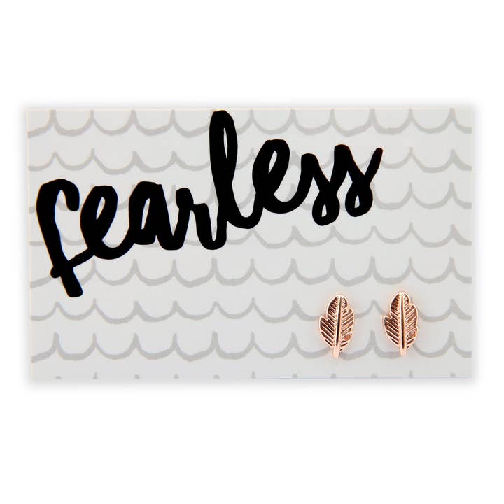 Fearless Feather Earring Studs - Rose Gold (9802) for wholesale by Sister & Soul