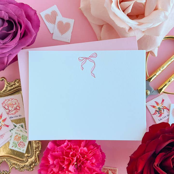 Little Postage House - Wholesale Stationery/Notecard Set - Pink Bow | Stationery Set