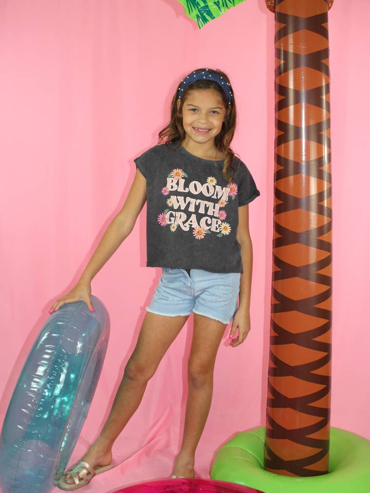 Sweet Soul - Wholesale Tank Top - Kids - Distressed Bloom with grace sleeveless t-shirt-TWEEN GIRLS