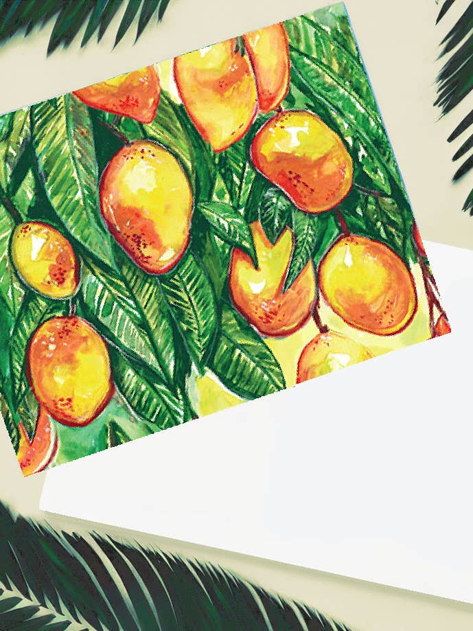 Mini Print Sweet Mango tropical watercolor for wholesale by Ebonaiti