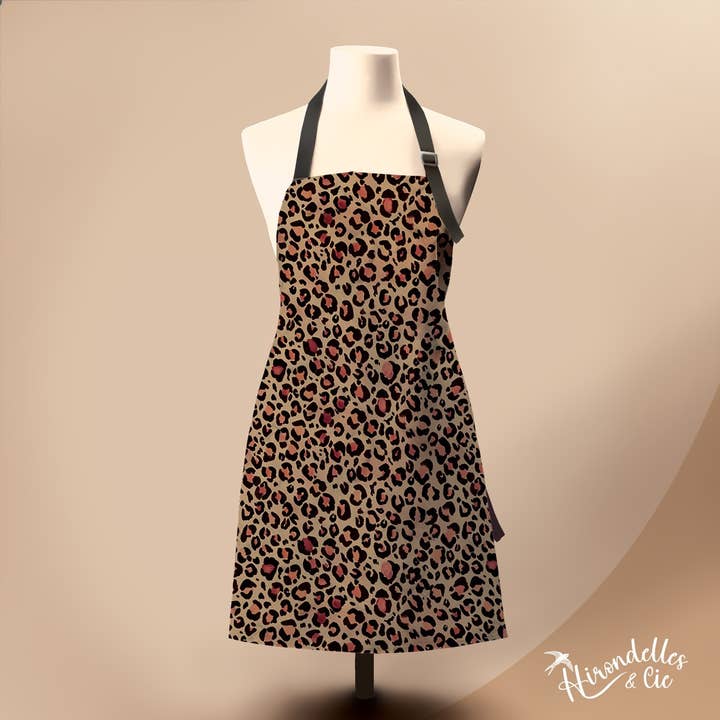 Avental de algodão 100% orgânico (GOTS) - Leopardo por atacado de Hirondelle & Cie