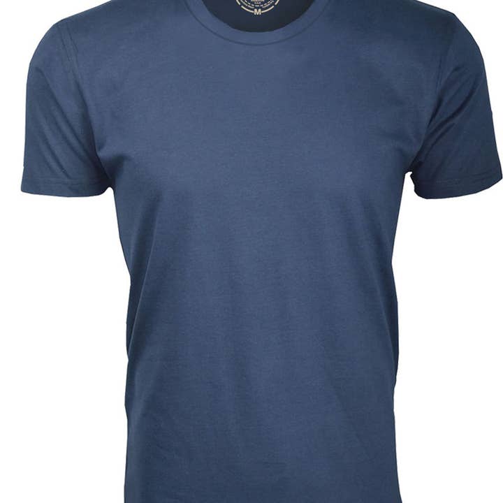 ORG 100N Camiseta de algodão orgânico marinho com gola redonda por atacado de Ethan Williams