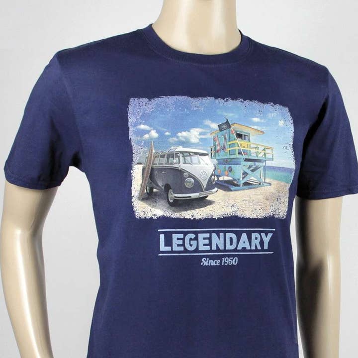 VW T1 Bus T-Shirt Unisex (XXL) - Beachlife/Blue for wholesale by VW Collection by BRISA