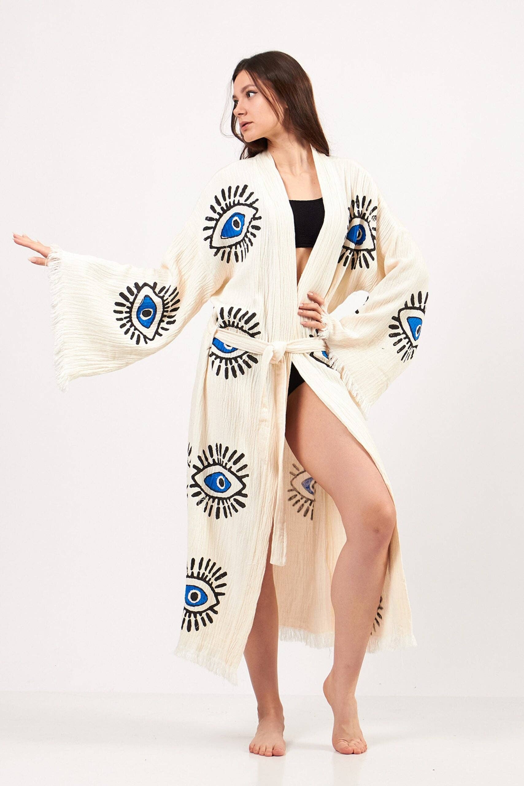 Umays Boho - Wholesale Kimono - Women's - Evil Eye Robe, Cotton Kimono, Handmade Kimono for Women5