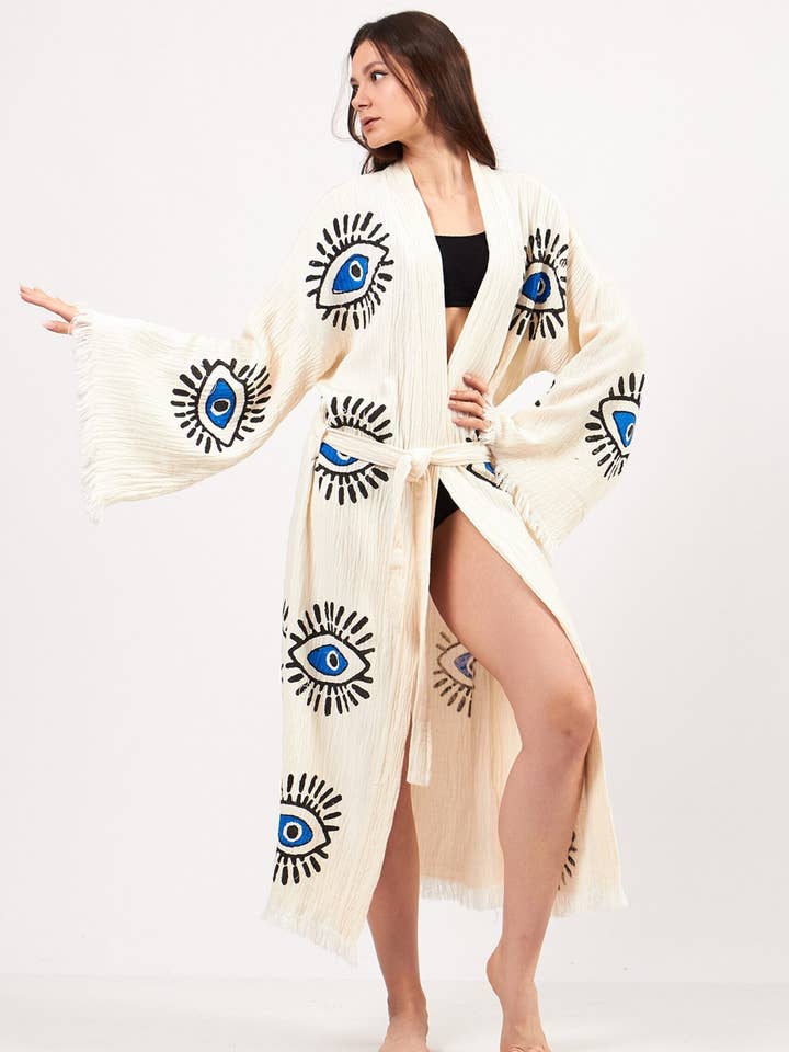 Umays Boho - Wholesale Kimono - Women's - Evil Eye Robe, Cotton Kimono, Handmade Kimono for Women5
