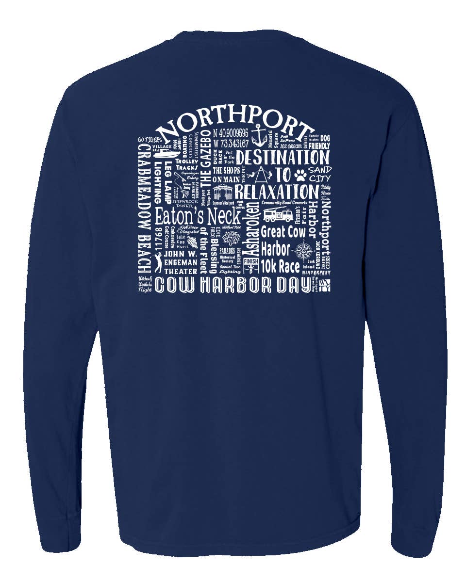 The Buffalo Works - Wholesale Screen Printed T-Shirt - Unisex - Elements of Home Northport Custom Destination Unisex LS Tee17