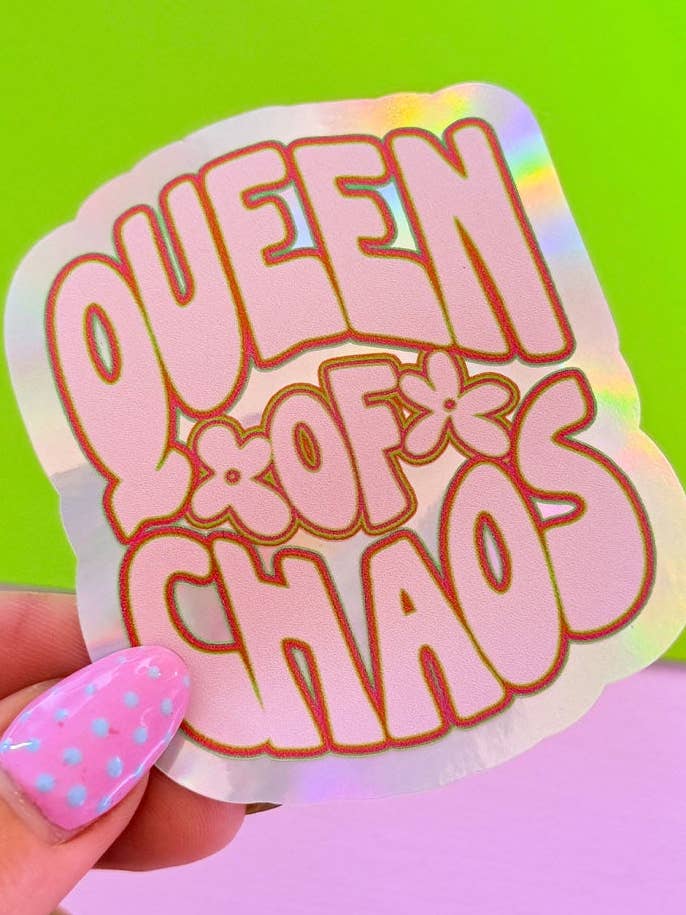 Queen of Chaos Holographic Sticker for wholesale by Printed Weird